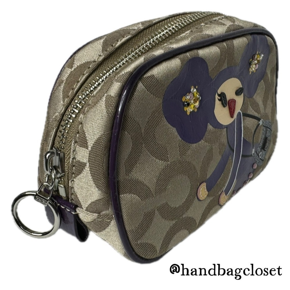 Coach Poppy Chan Violette Japanese Rare Signature C Purple Cosmetic Make-Up Bag - Picture 7 of 14